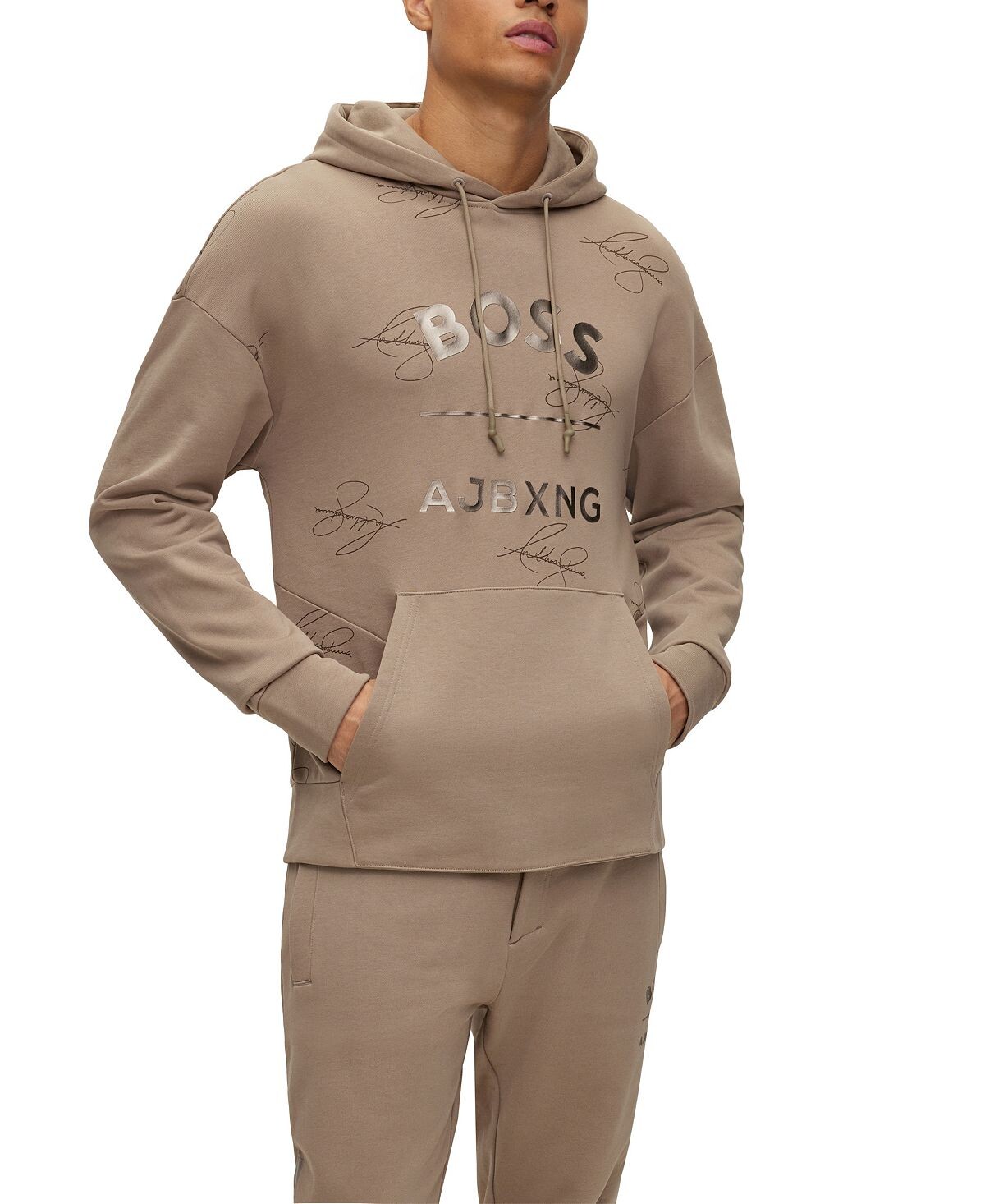 

Мужская хлопковая толстовка с логотипом collaborative-branding Hugo Boss, светло-коричневый