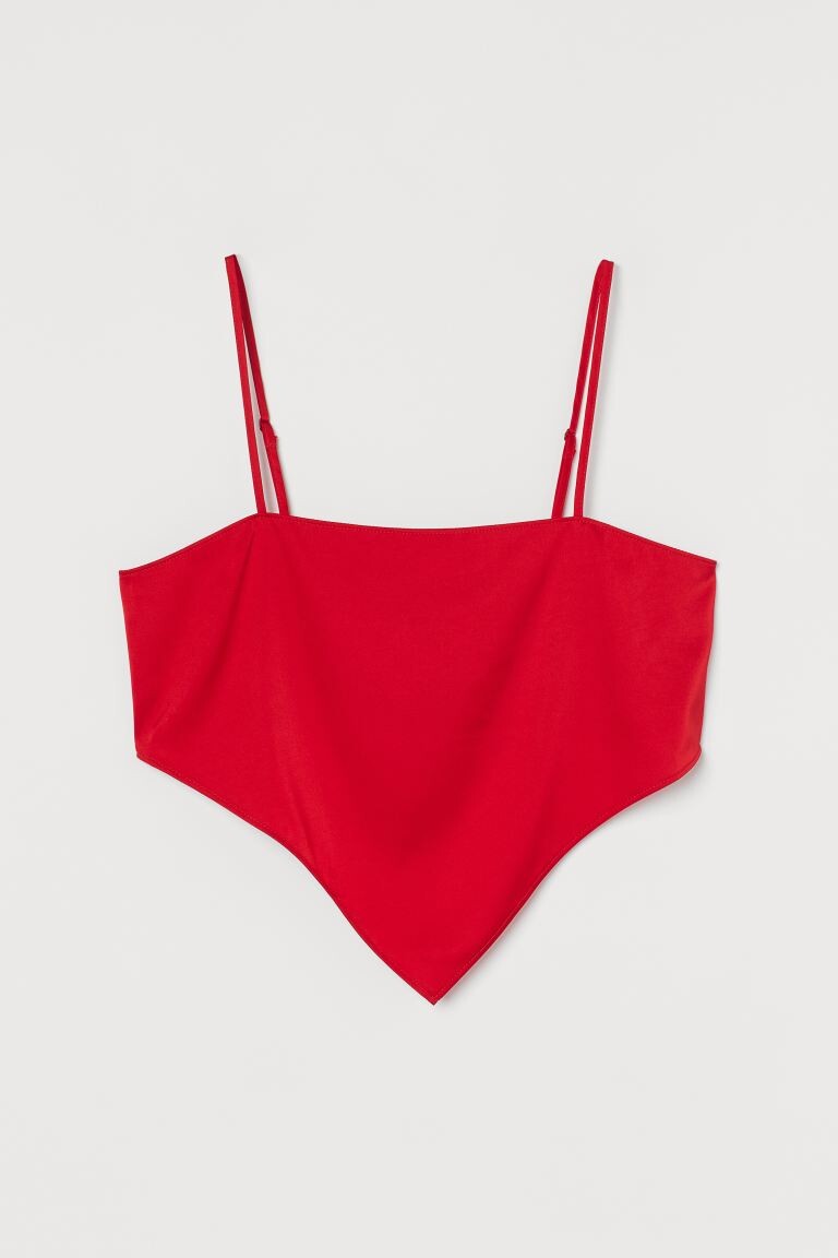 

Атласный топ асимметричного кроя H&M, красный