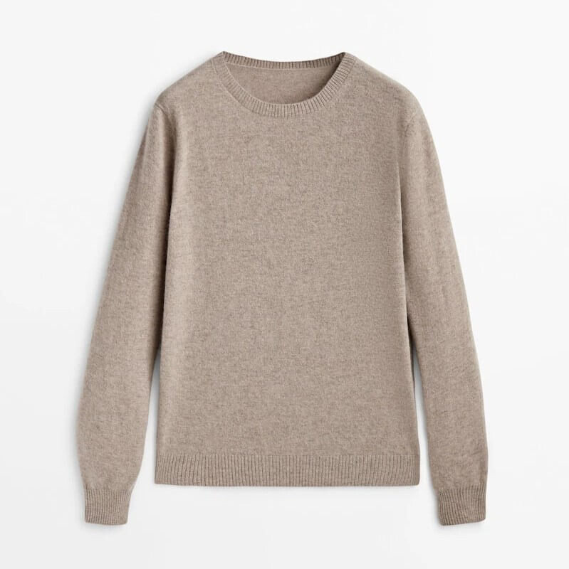 

Свитер Massimo Dutti 100% Cashmere Crew Neck, темно-бежевый