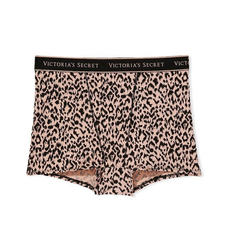 

Трусики-шортики с высокой талией Victoria's Secret Logo Cotton, леопардовый
