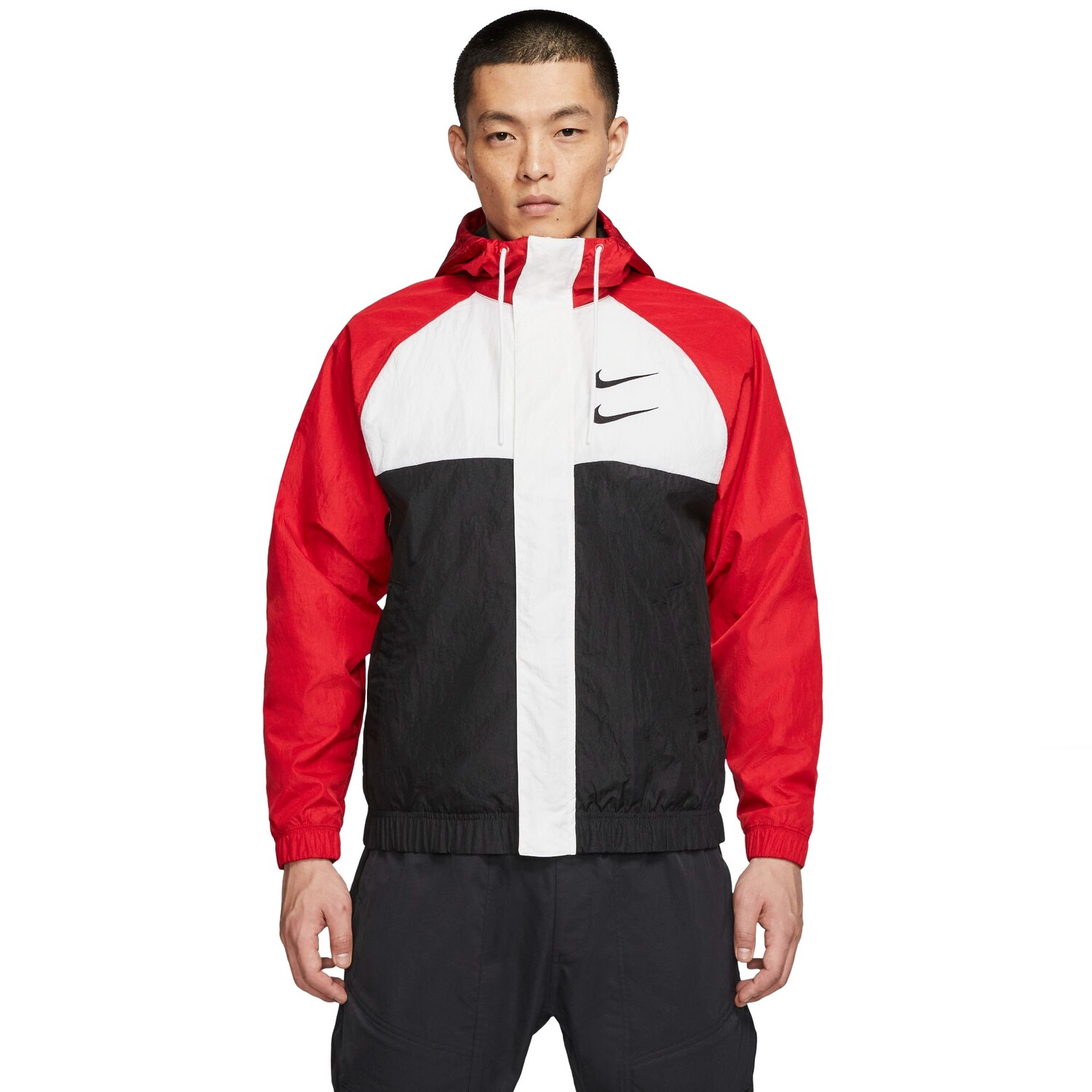 

Куртка Nike Sportswear Swoosh Windproof Colorblock, красный/мультиколор
