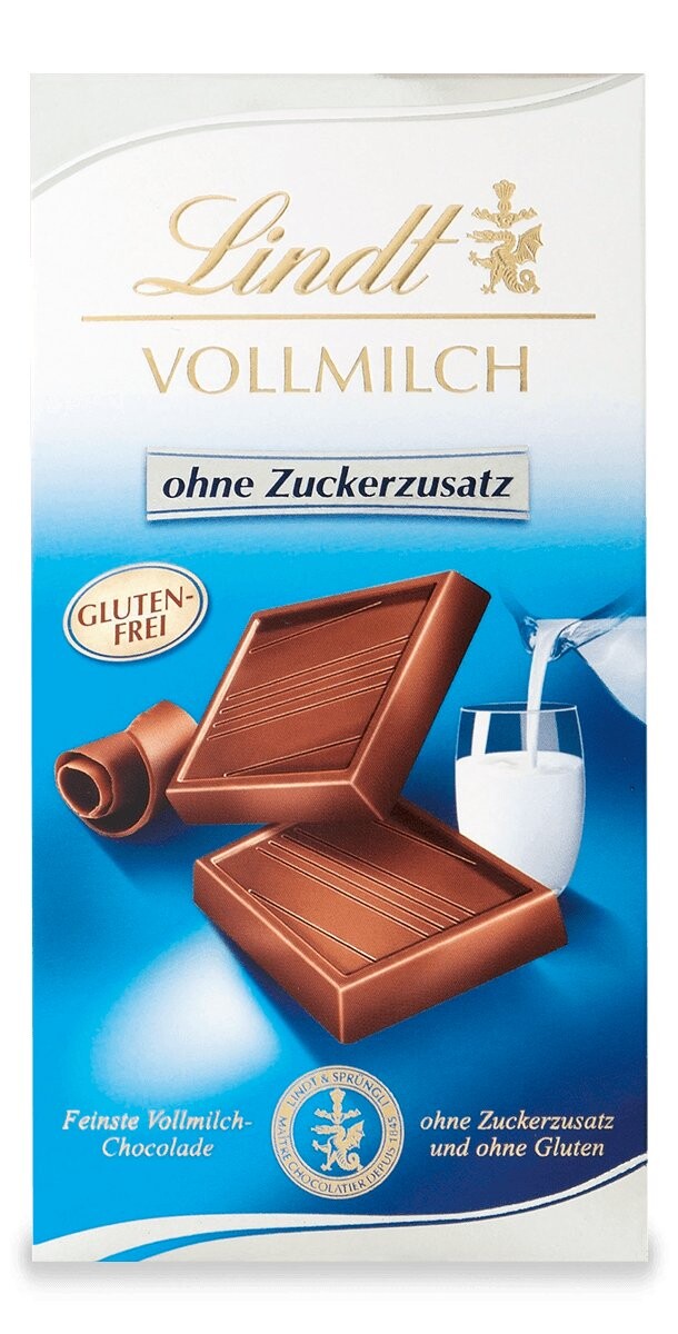 

Молочный шоколад без добавления сахара Lindt Vollmilch Ohne Zuckerzusatz, 100г