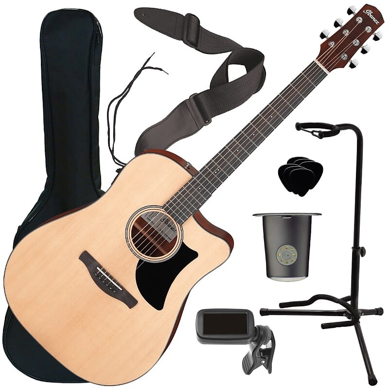 

Ibanez AAD50CE Advanced Acoustic-Electric Guitar - Low Gloss Natural STAGE ESSENTIALS BUNDLE
