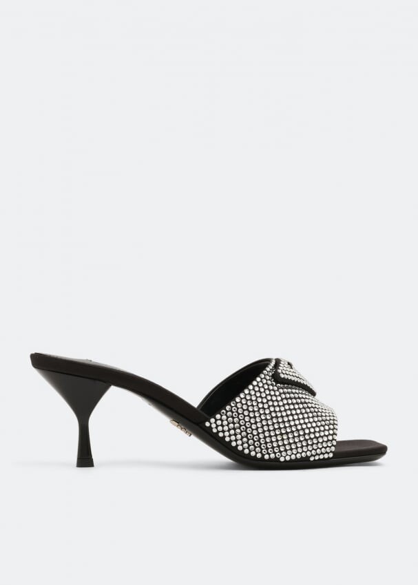 

Сандалии PRADA Satin crystal sandals, черный