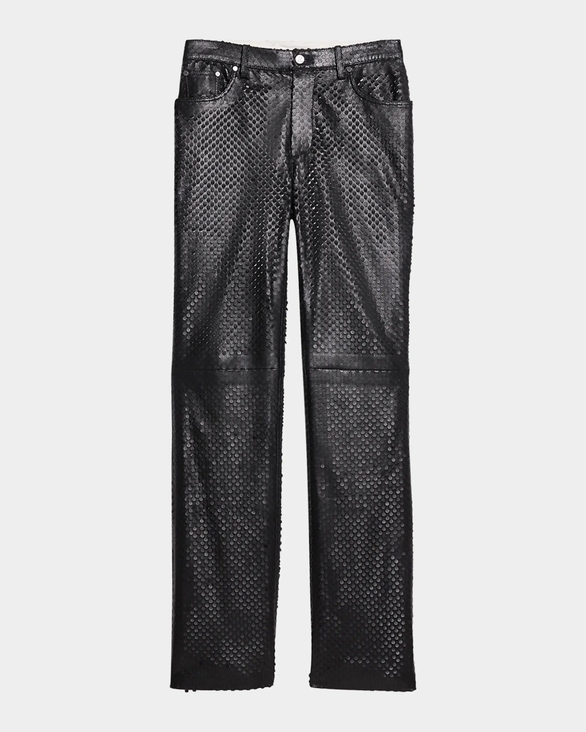 

Мужские кожаные рабочие брюки с дырочками Helmut Lang, черный