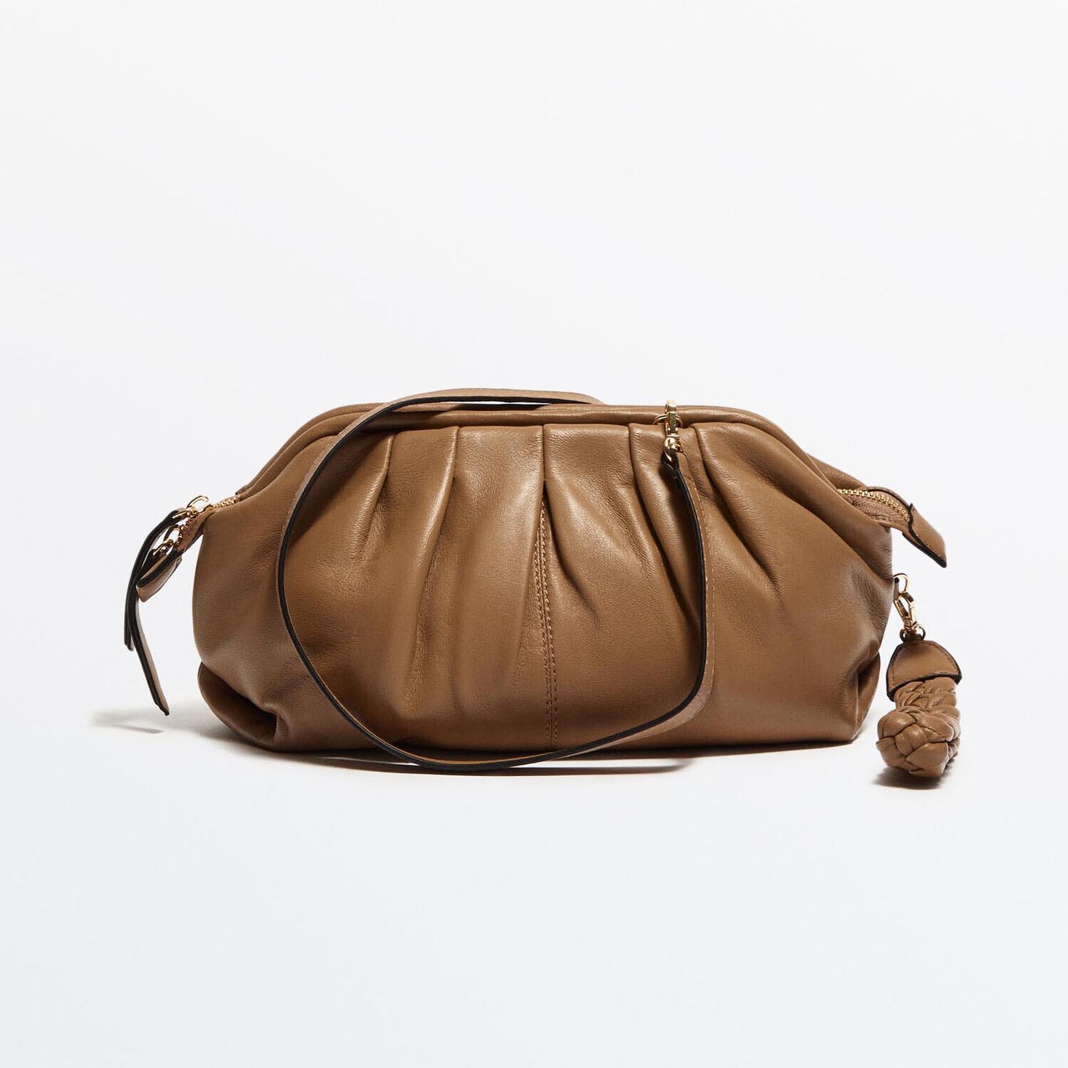 

Сумка Massimo Dutti Gathered Leather - Studio, бежевый
