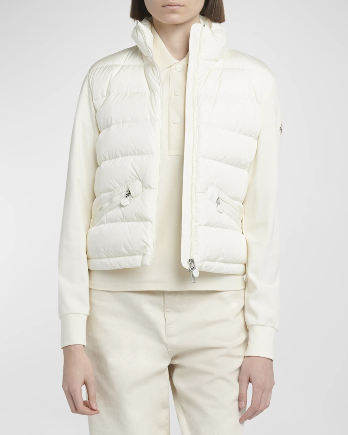 

Кардиган из стеганого нейлона на молнии Moncler, цвет Natural