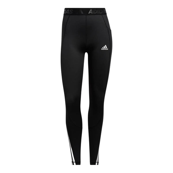 Леггинсы Adidas TF Turf 3S Tight Solid Color High Waist Elastic Stripe Training Sports Gym Pants Black, Черный