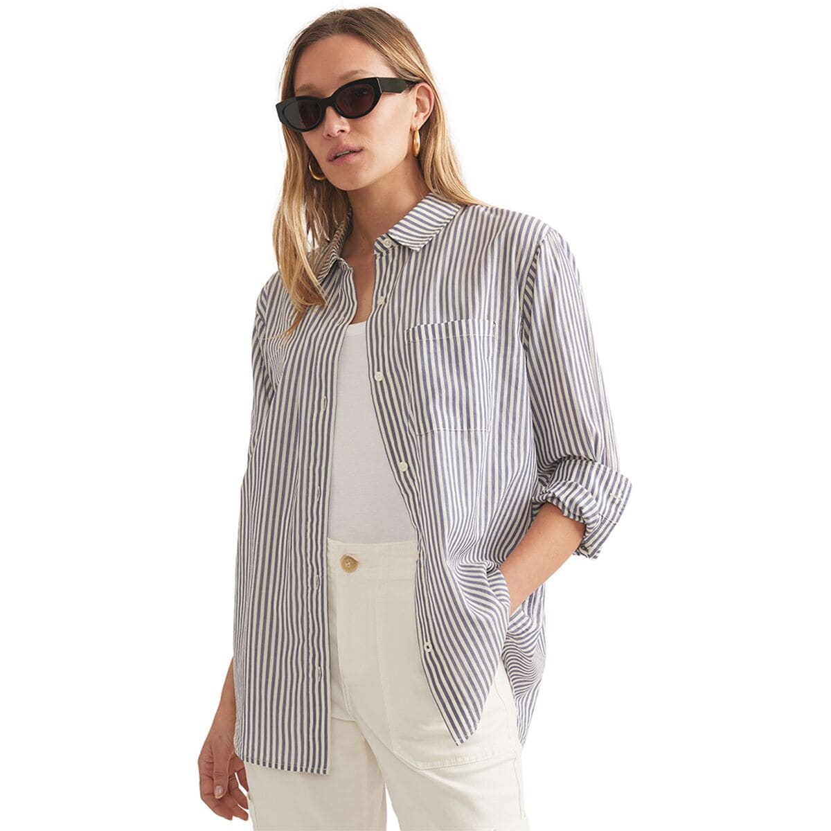 цена Рубашка easy на пуговицах с длинными рукавами Marine Layer, цвет skipper blue stripe