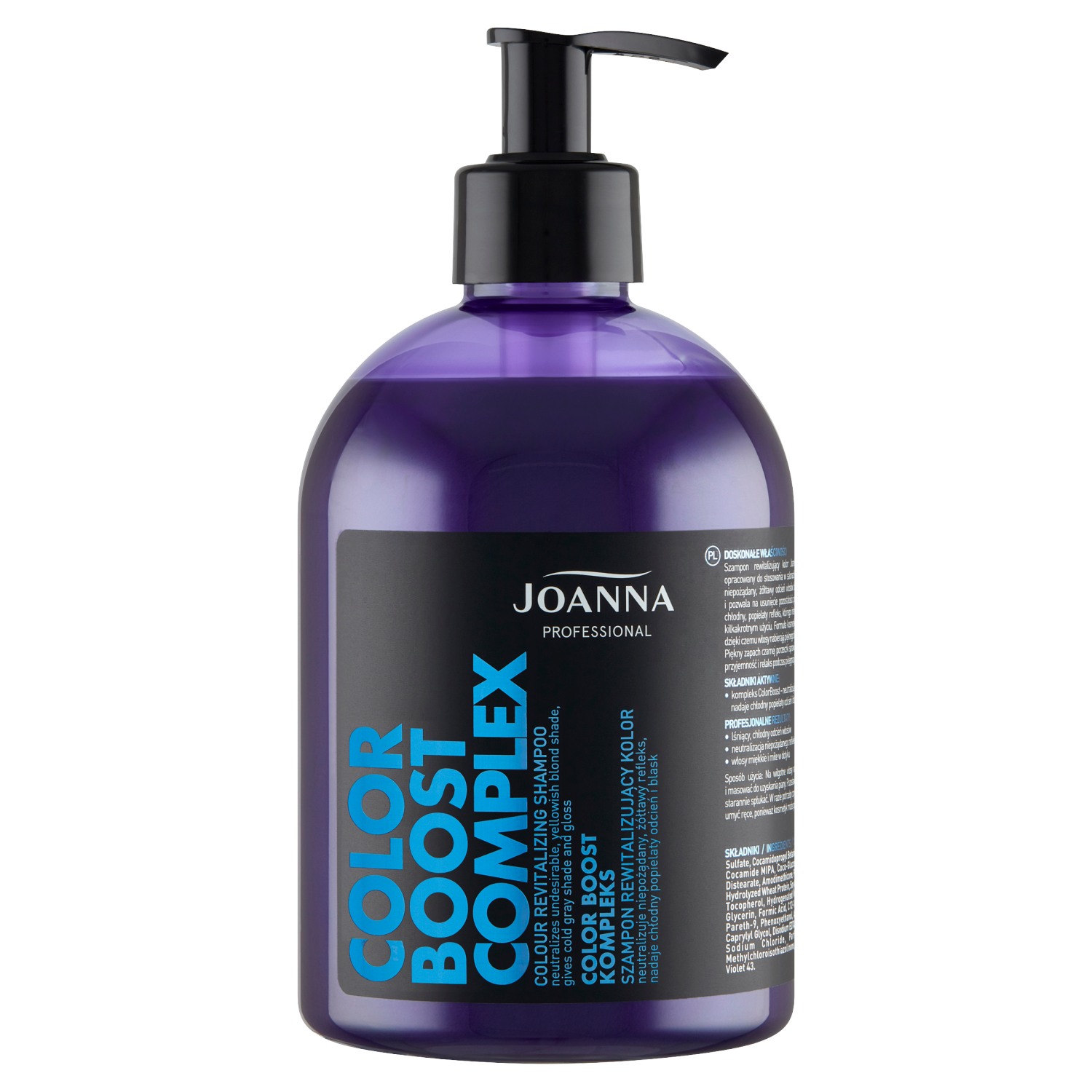 Joanna Professional Color Boost Complex восстанавливающий шампунь для светлых волос, 500 мл joanna кондиционер нейтрализатор желтизны для волос joanna color boost complex с протеинами пшеницы холодный пепельный 500 г