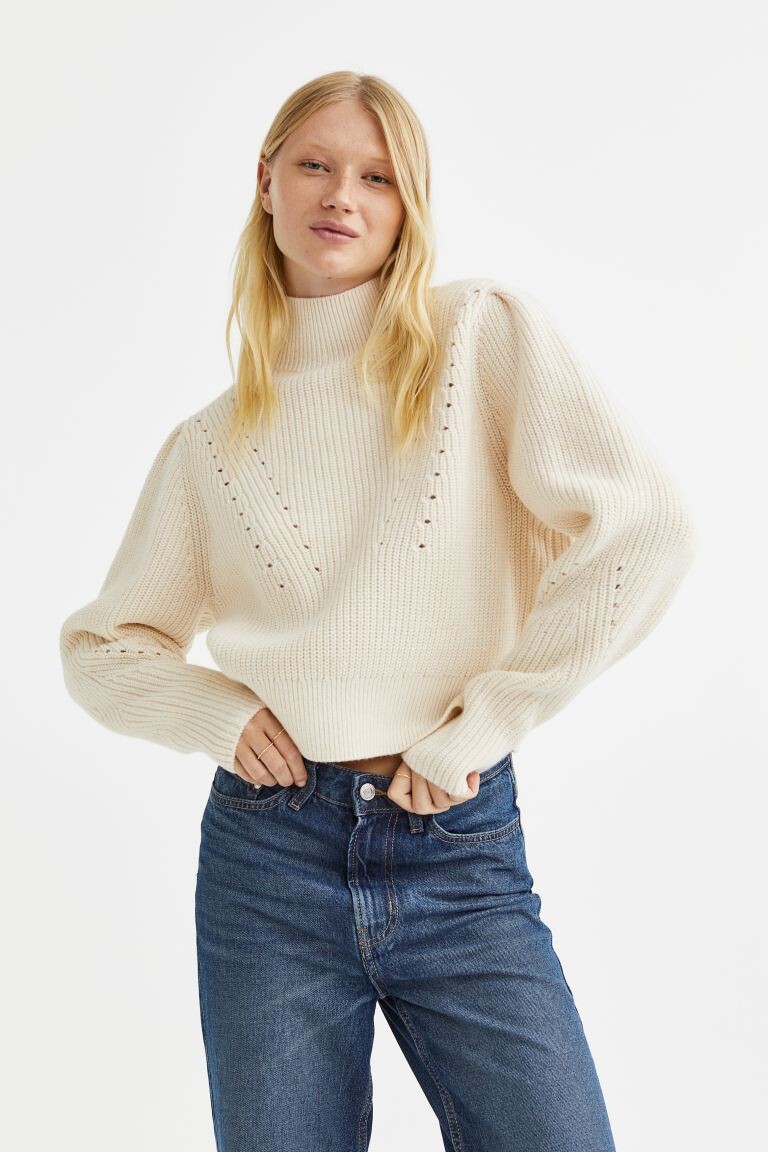 

Водолазка в рубчик H&M, натуральный белый