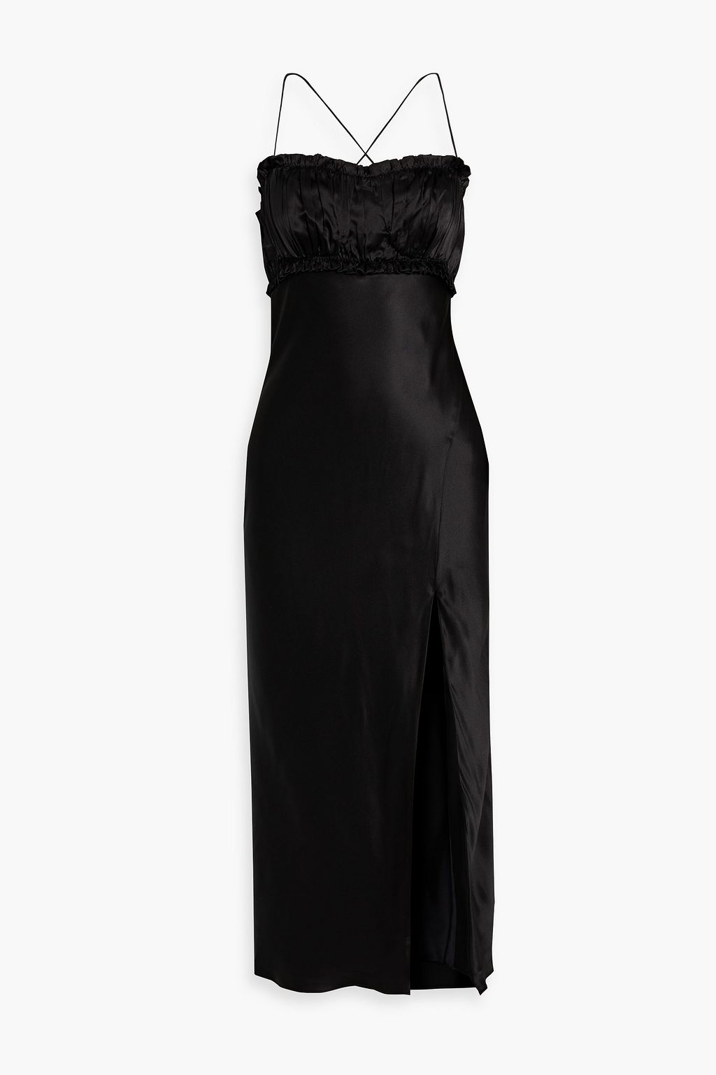 Платье миди Babba из шелкового атласа со сборками NICHOLAS, черный