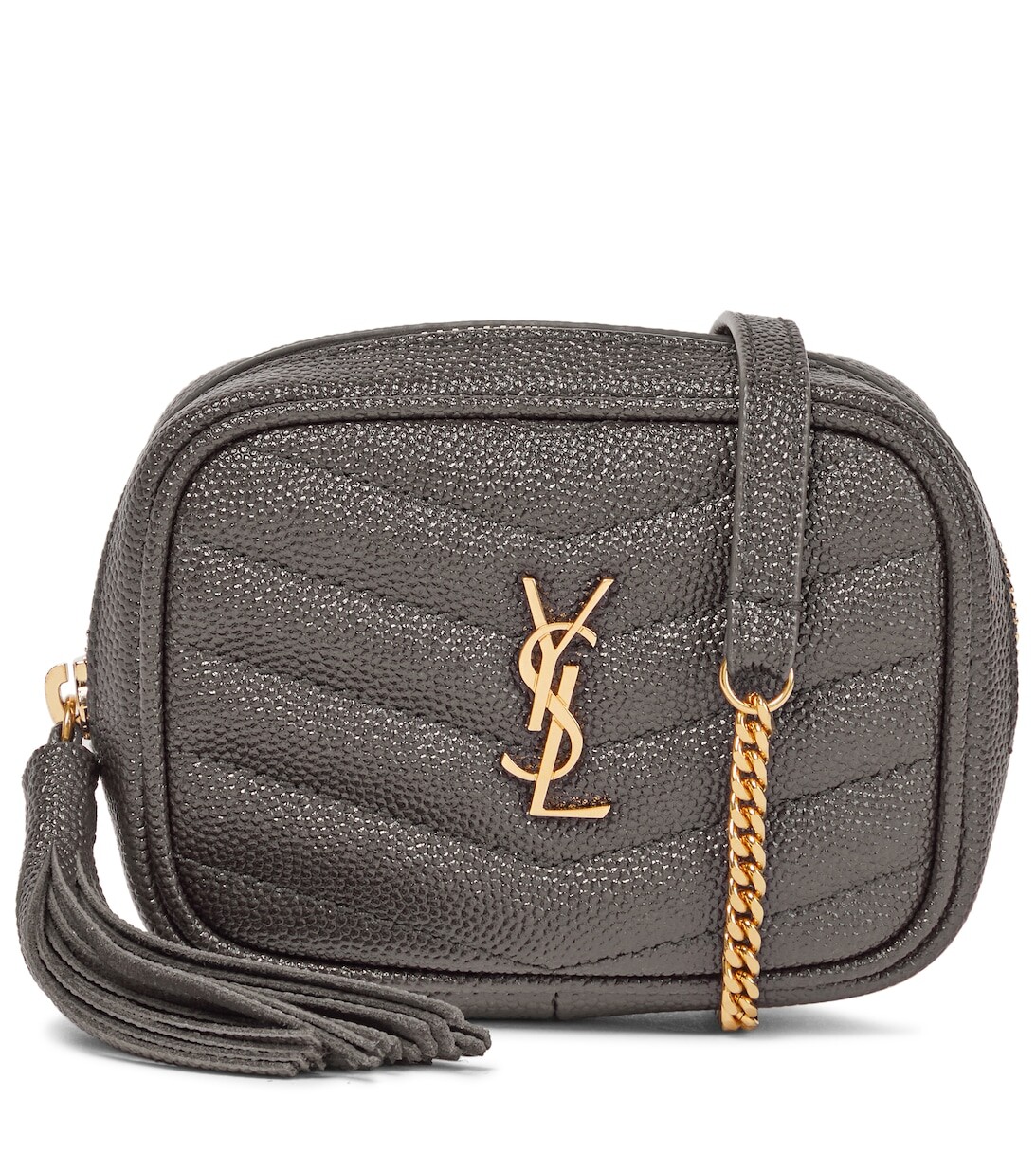 

Сумка через плечо Lou Micro из кожи Saint Laurent, серый