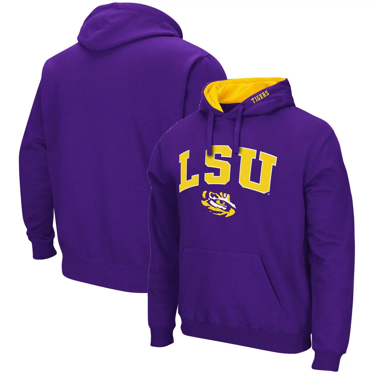 

Мужской фиолетовый пуловер с капюшоном LSU Tigers Arch & Logo 3.0 Colosseum