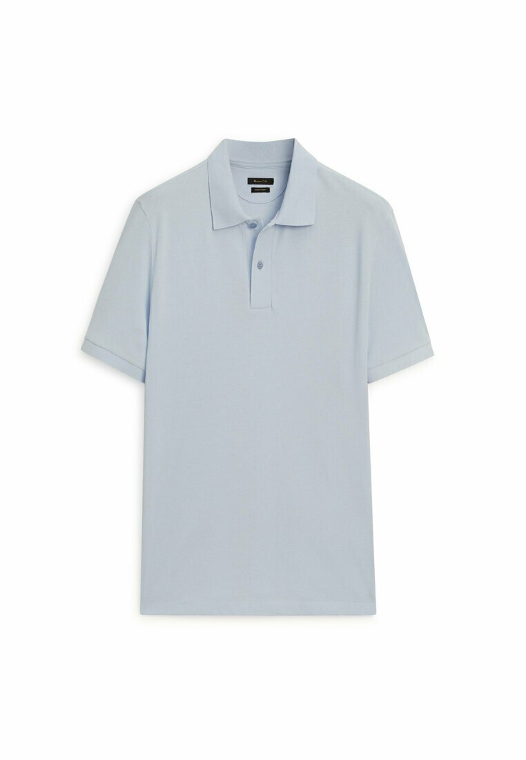 Рубашка-поло MICROTEXTURED Massimo Dutti, цвет light blue фото