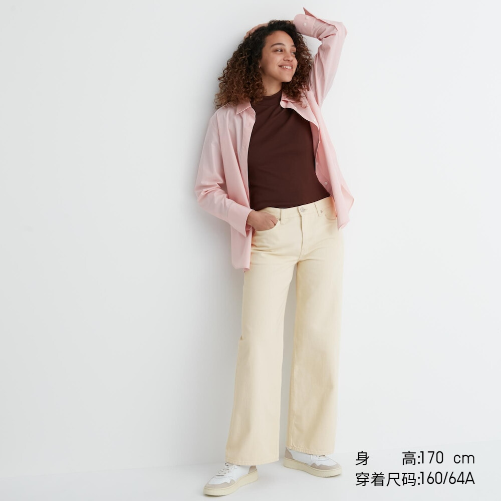 

Джинсы Uniqlo свободные прямые в стиле ретро с заниженной талией, светло-бежевый