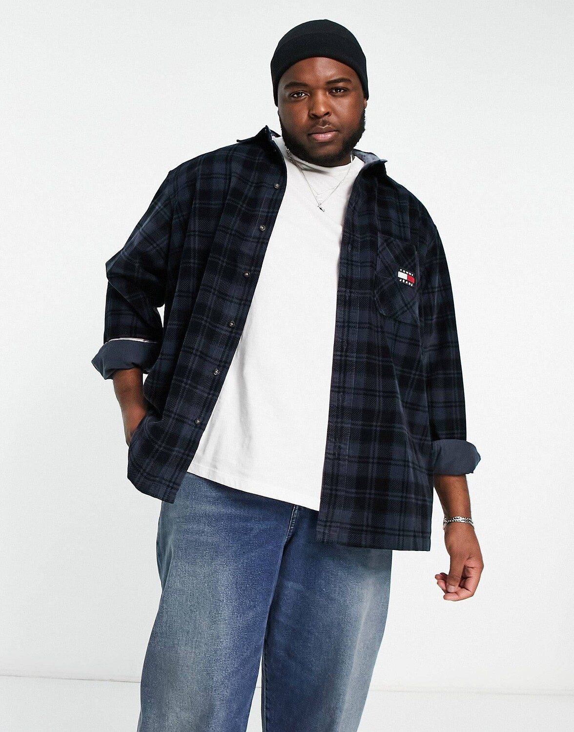 

Темно-синяя вельветовая рубашка в клетку Tommy Jeans Big & Tall