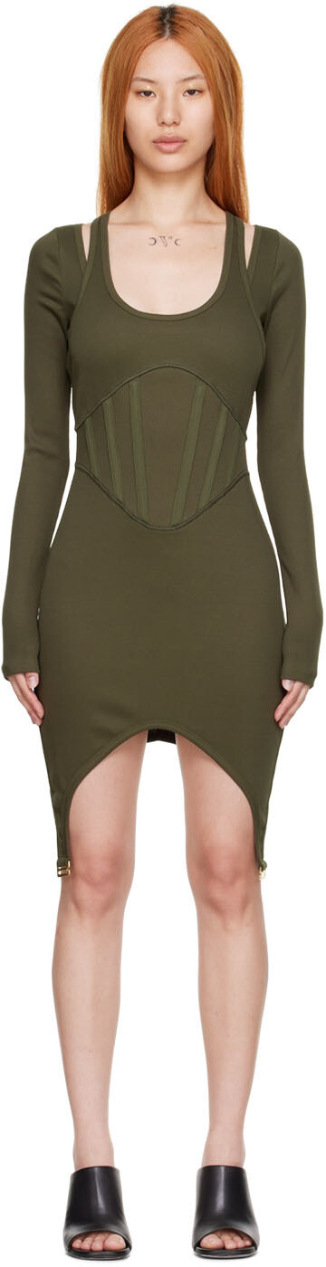

Мини-платье цвета хаки из органического хлопка Dion Lee