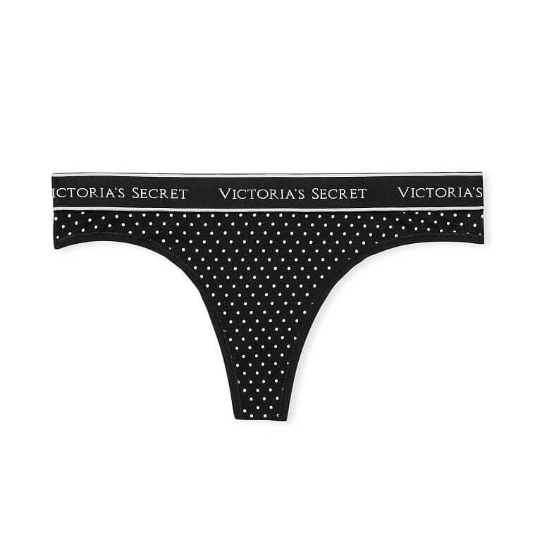 

Трусики-танга Victoria's Secret Logo Cotton, черный/белый