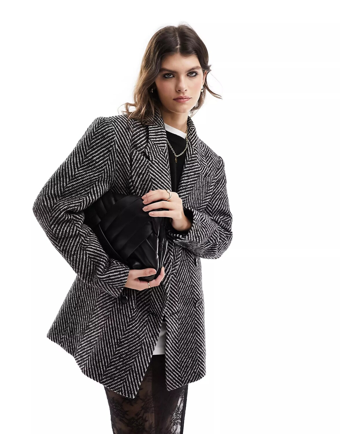 

Жакет Asos Design Oversized Tailored In Black Herringbone, черный