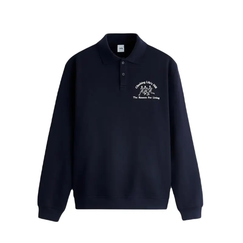 

Толстовка ZARA Polo with contrast print, темно-синий