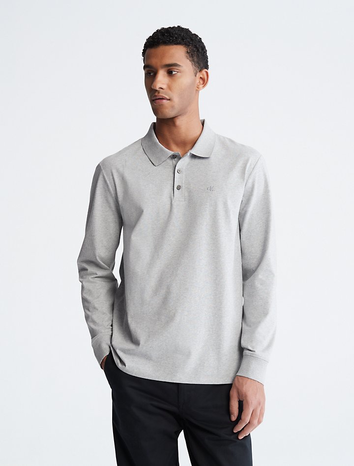 Рубашка поло из гладкого хлопка Calvin Klein, серый