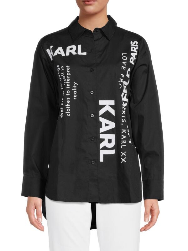 

Поплиновая рубашка с логотипом Karl Lagerfeld Paris Black