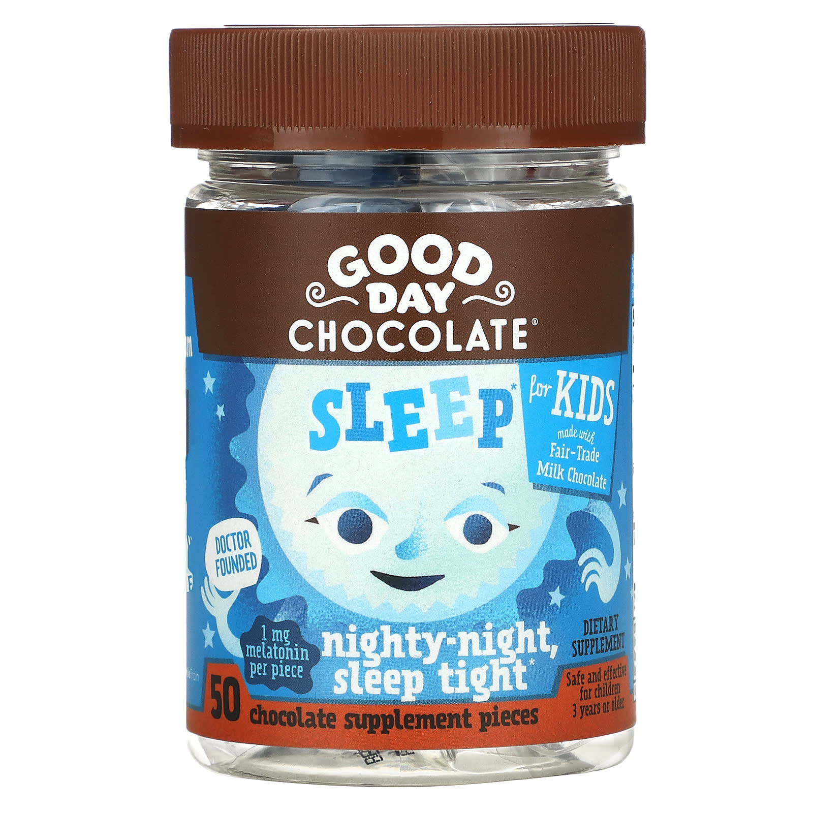 Sleep For Kids, Nighty Night Sleep Tight, 50 шоколадных добавок Good Day Chocolate