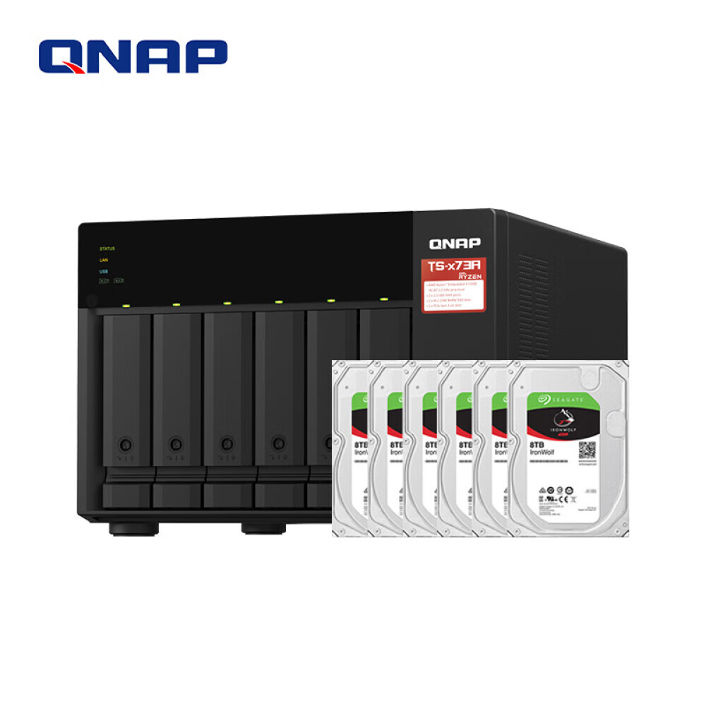 

Сетевое хранилище QNAP TS-673A-8G 6-дисковое с 6 Seagate IronWolf 8Тб