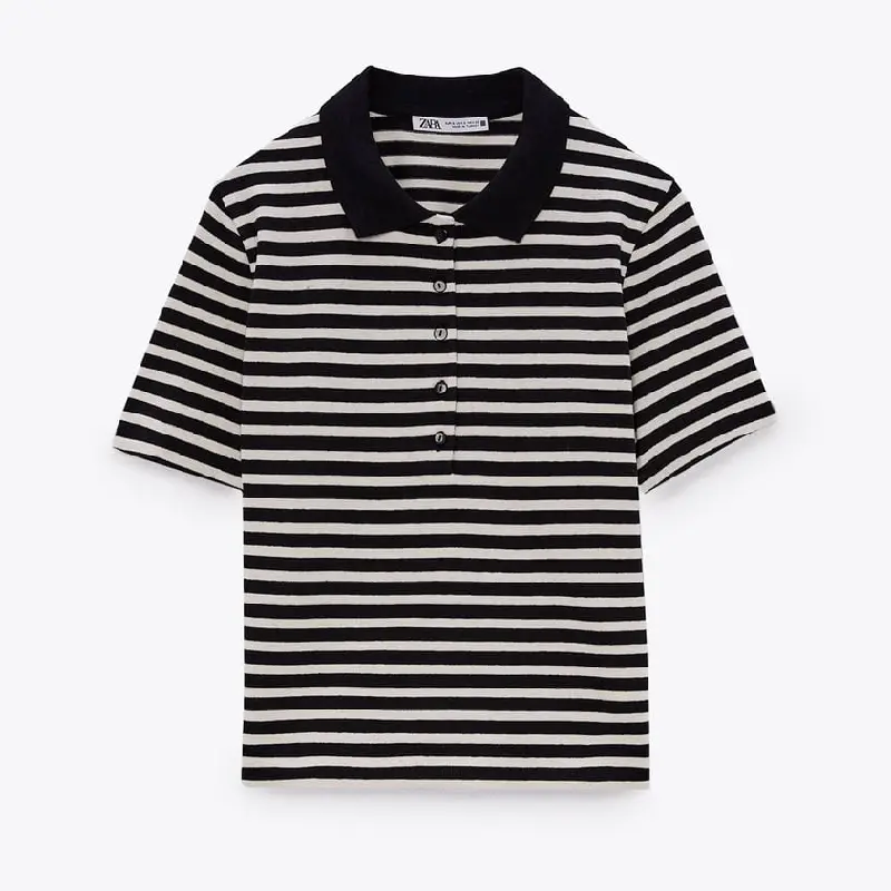 

Футболка поло Zara Short Sleeve, черный/белый