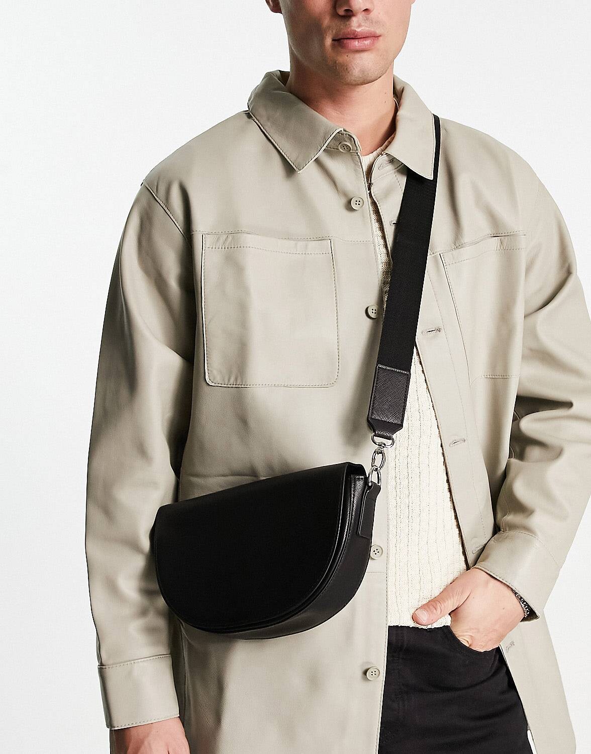 

Черная сумка через плечо из искусственной кожи ASOS DESIGN, Черный