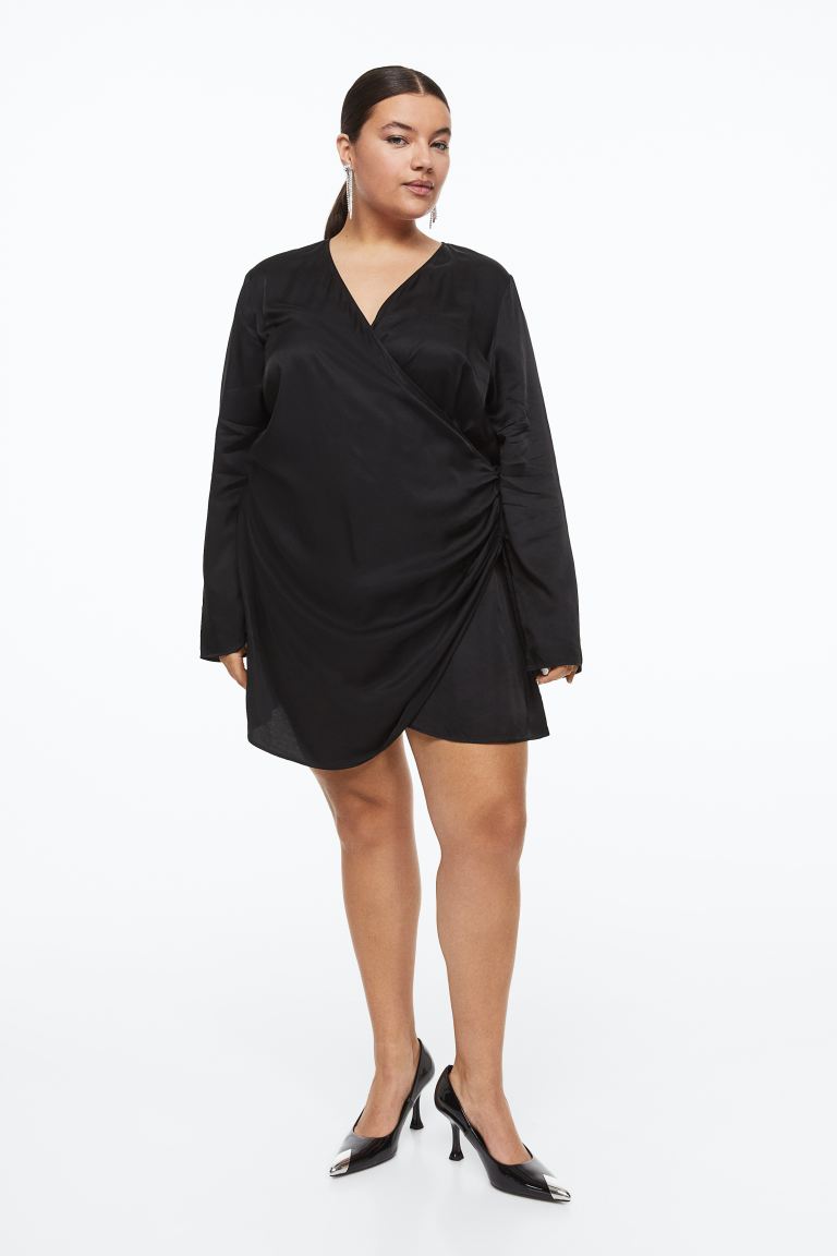 H&M+ Облегающее платье с рюшами, черный