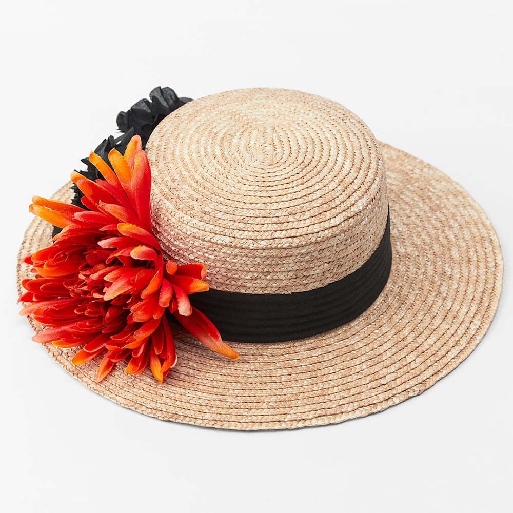

Шляпа Zara Raffia With Flowers, натуральный