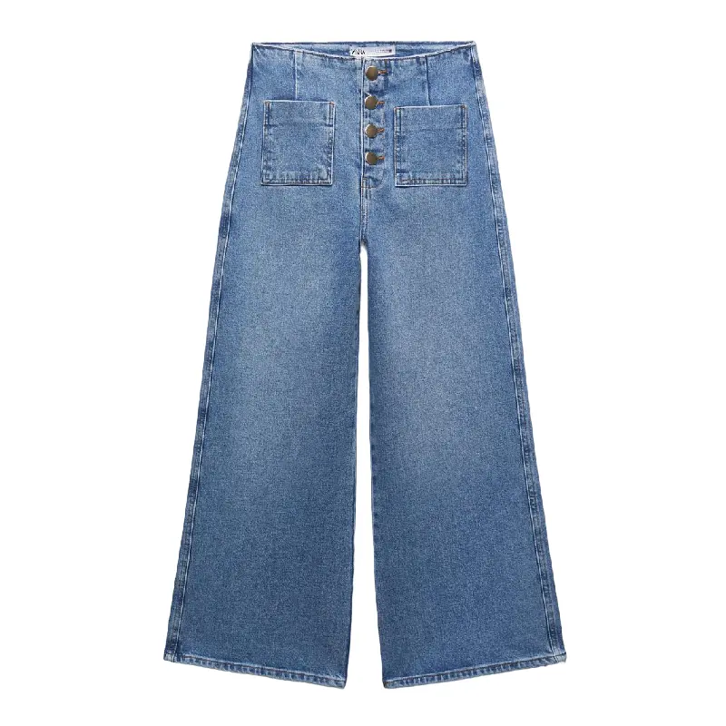 

Джинсы Zara Z1975 Wide-leg Cropped, светло-синий