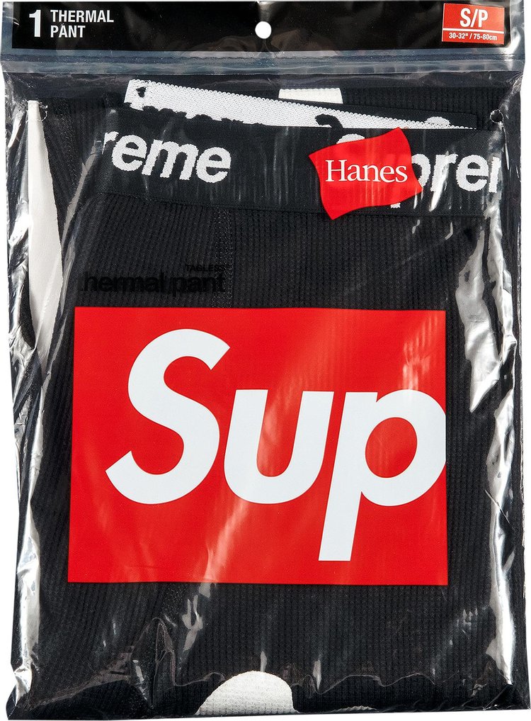 Брюки Supreme x Hanes Bones Thermal Pant (1 Pack) 'Black', черный джерси supreme bones hockey black черный