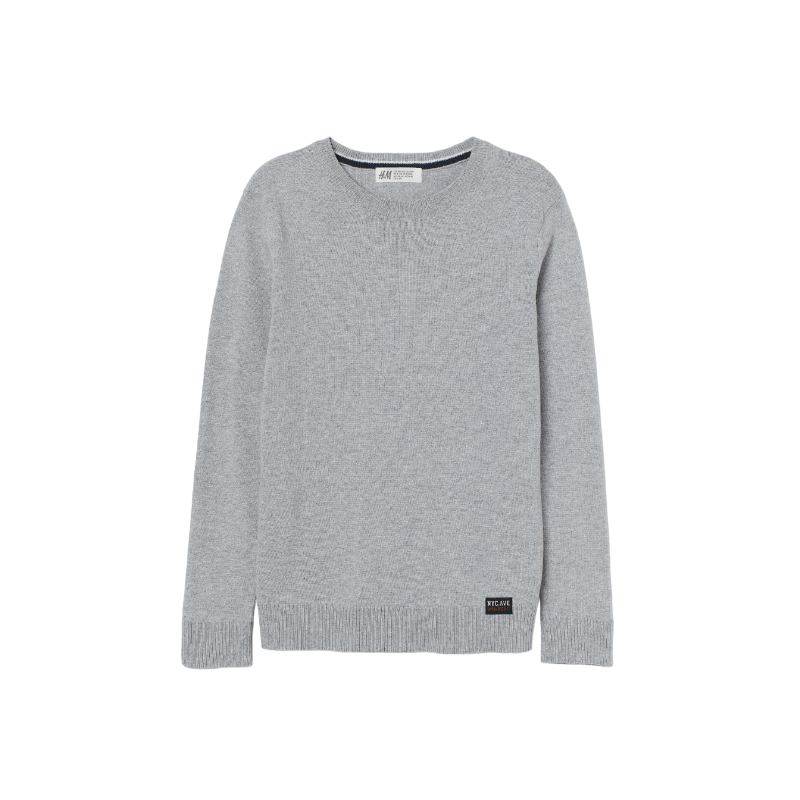 Джемпер H&M Fine-knit Cotton Sweater, светло-серый - фото