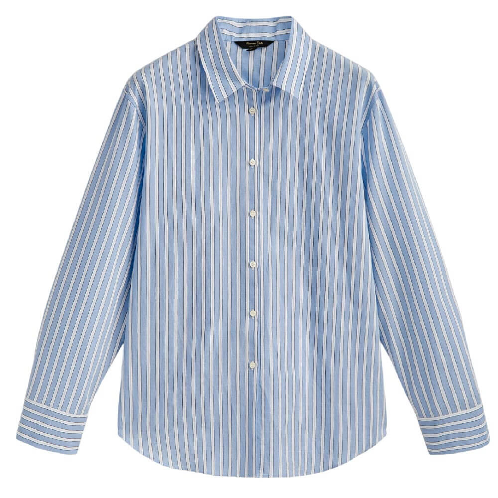 

Рубашка Massimo Dutti Cotton Blend With Double Stripe, голубой