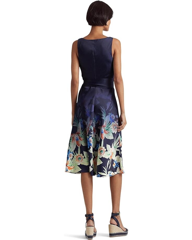 

Платье LAUREN Ralph Lauren Floral Belted Charmeuse Dress, цвет Navy Multi