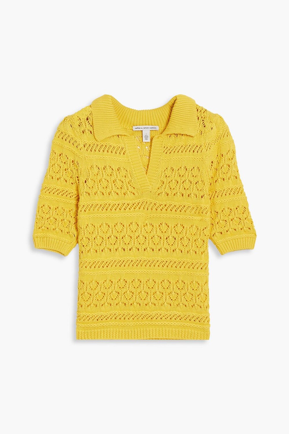 

Хлопковый свитер-поло вязки пуантелле Cotton By Autumn Cashmere, желтый