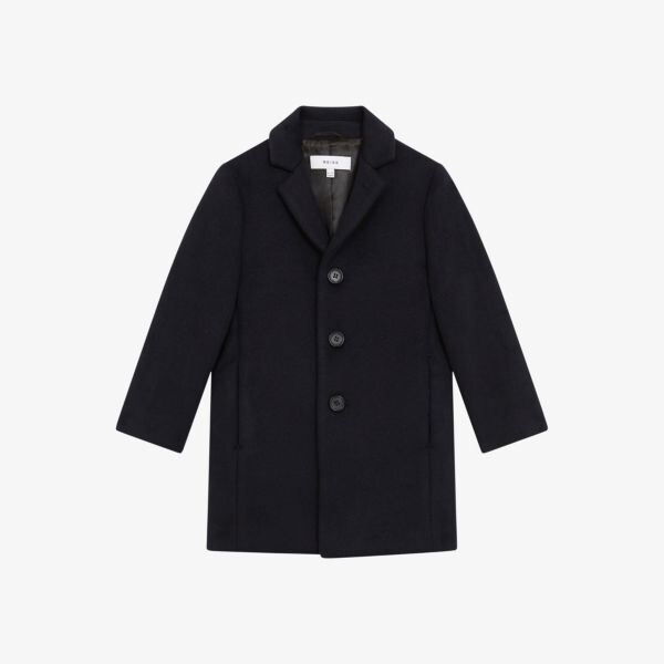 

Пальто однобортное двубортное из смесовой шерсти 9-14 лет Reiss, темно-синий