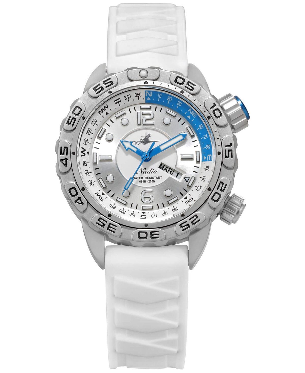 цена Женские автоматические часы Nadia с белым силиконовым ремешком, 35 ​​мм Abingdon Co.