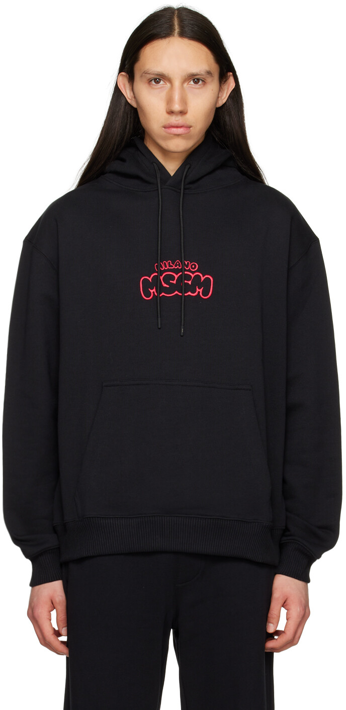 

Черный худи с вышивкой MSGM