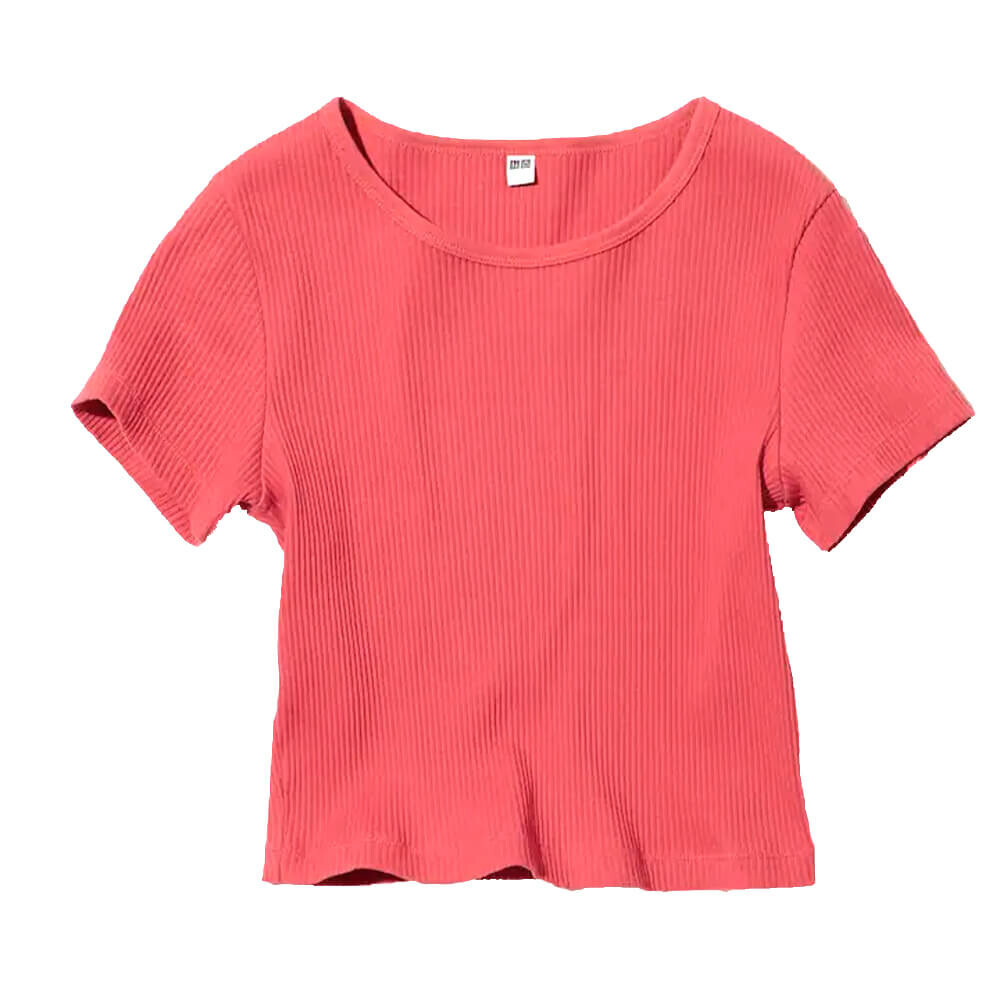 

Футболка Uniqlo Ribbed Cropped, красный