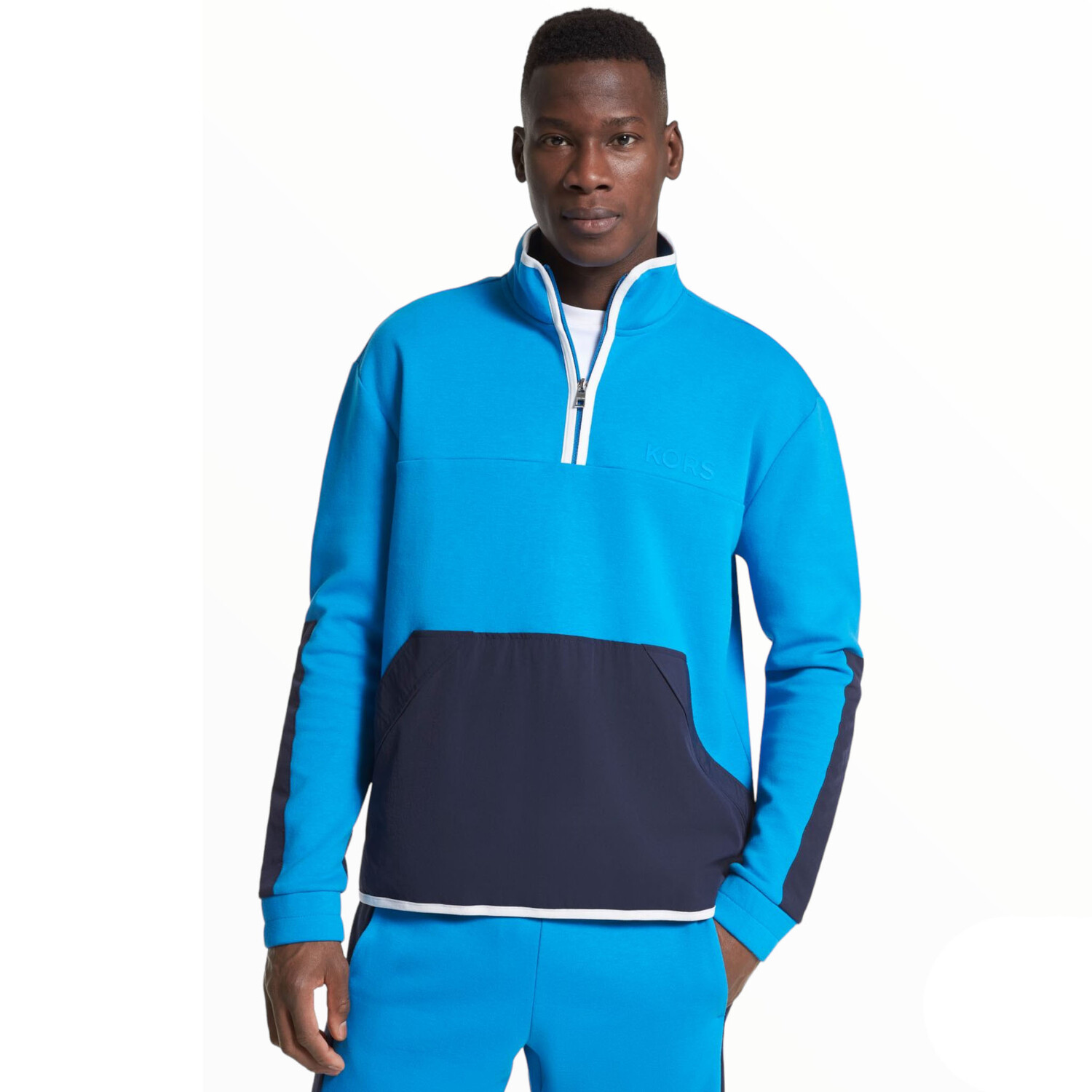 

Толстовка Michael Kors Cotton Blend Half-Zip, голубой, Синий