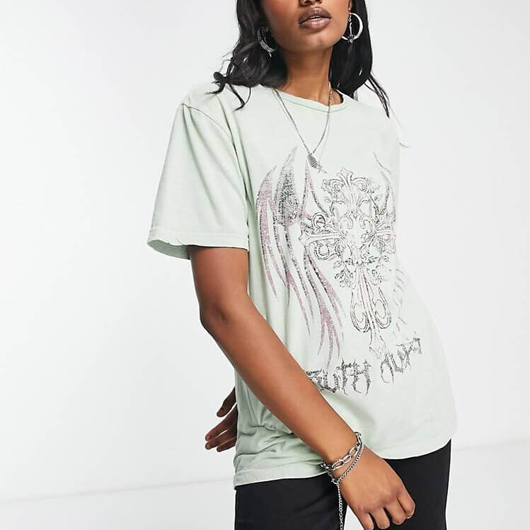 

Футболка Asos Design Graphic Rock Oversized, светло-зеленый