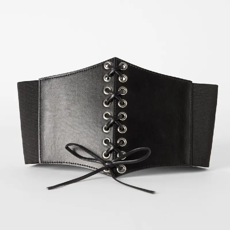 

Корсет Bershka Faux Leather Braided, черный