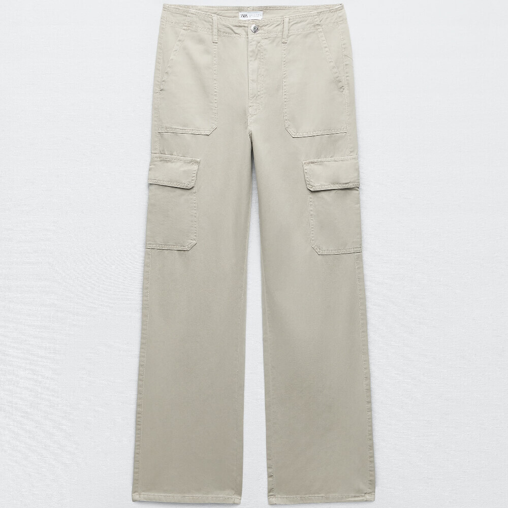 

Брюки Zara Straight Cargo TRF, серый