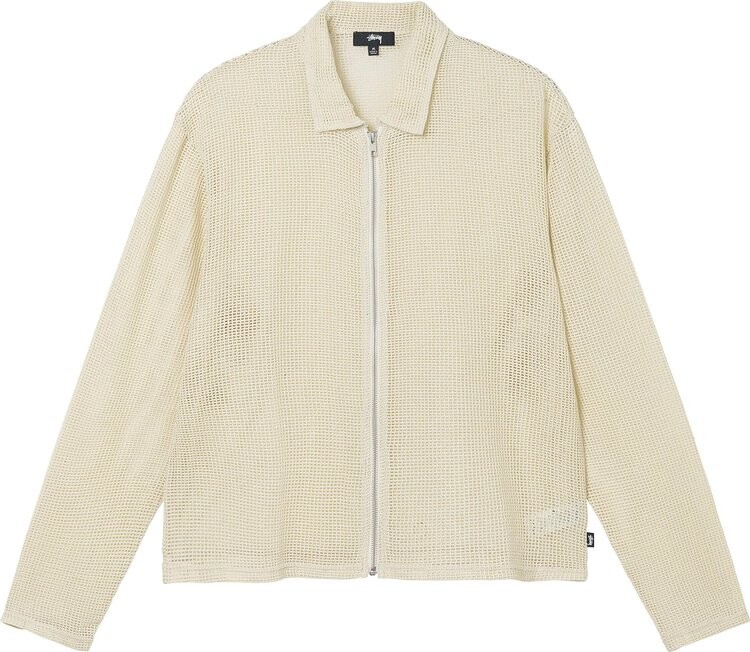 

Рубашка Stussy Cotton Mesh Zip Long-Sleeve Shirt 'Natural', кремовый