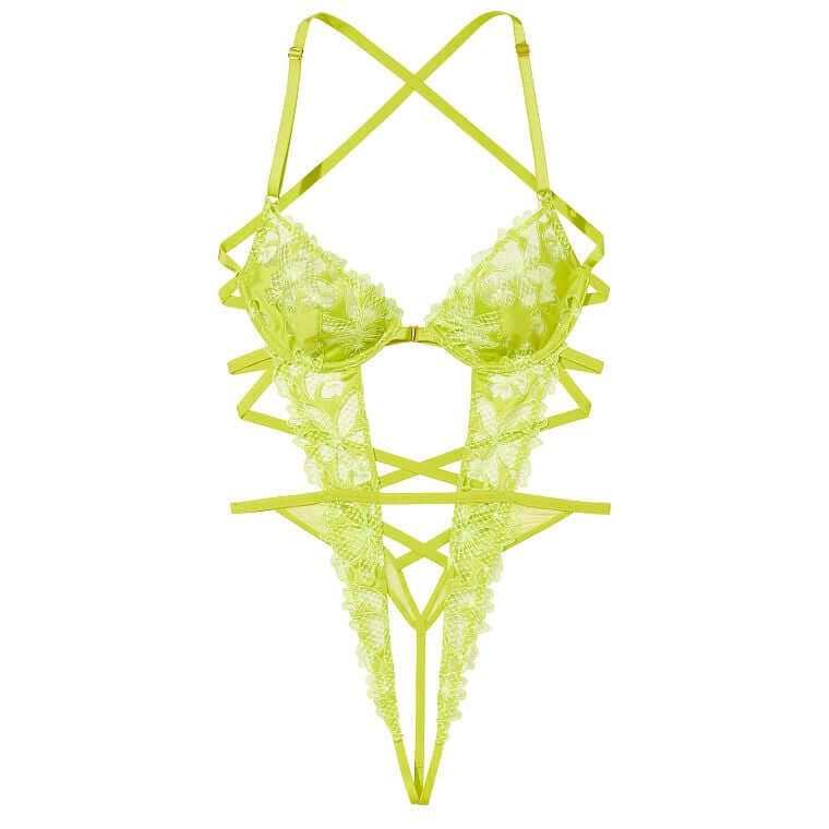 

Боди Victoria's Secret Very Sexy Tease Floral Embroidery Unlined Crotchless Teddy, зеленый