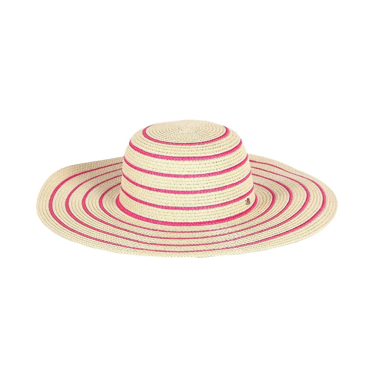 

Шляпа Lauren Ralph Lauren Striped Straw Sun, фуксия
